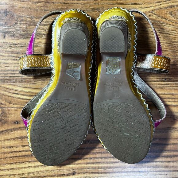 L’artiste by Spring Step  Dreamer Leather Sling Heeled Sandals Floral Detail Sz - Picture 8 of 8